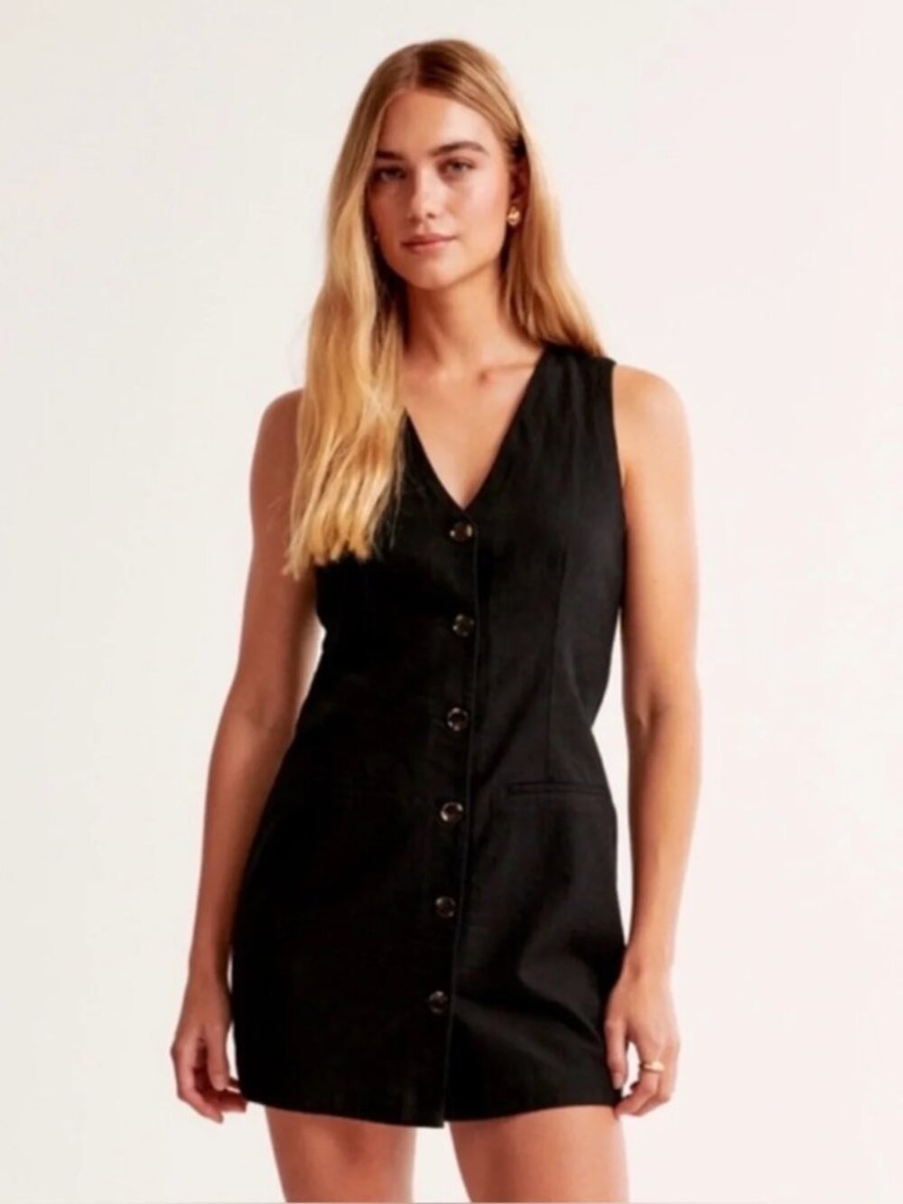 Abercrombie & Fitch Black Button-Front Mini Dress